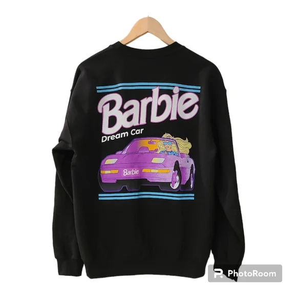 Barbie Dream Car Sweatshirt Black Size M Barbie Movie Purple Corvette - Picture 7 of 10